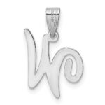14KW White Gold Script Letter W Initial Pendant - Image 3