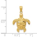 14k Diamond-cut Polished Sea Turtle Pendant - Image 4